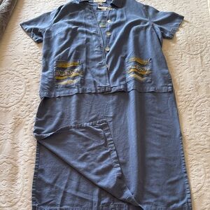 Vintage Sweet Jessie Blue 2Pc Blended Linen Dress /Shirt Beautiful 3x Petite